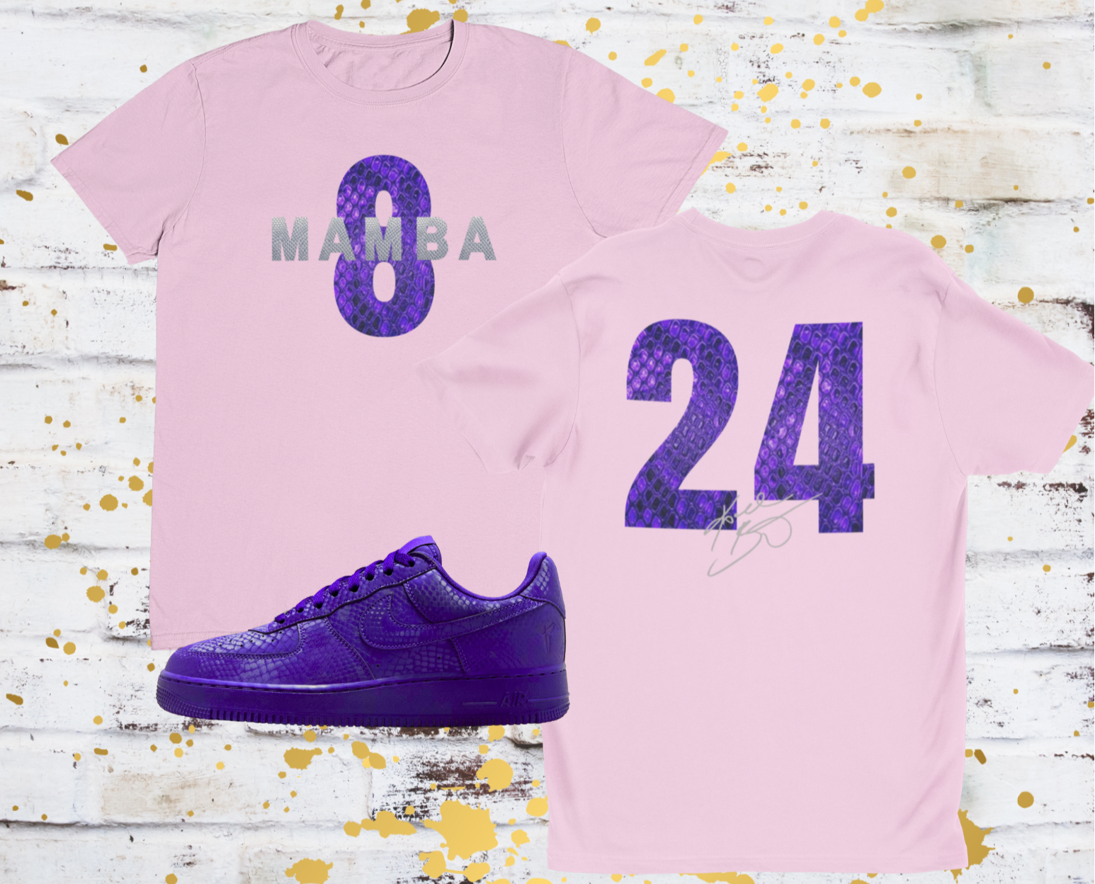 Mamba Snake Skin Graphic Hoodie, Matches Kobe AF1 Court Purple Sneakers, Kobe Bryant Fan Art Shirt, 8/24 Front & Back Number Graphic