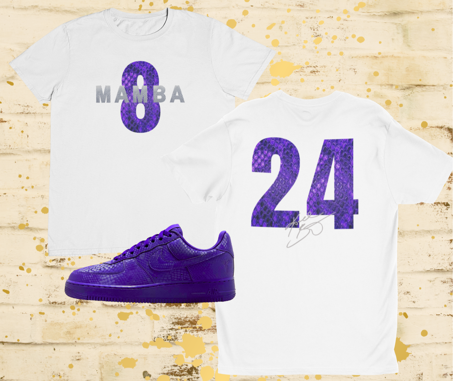Mamba Snake Skin Graphic Hoodie, Matches Kobe AF1 Court Purple Sneakers, Kobe Bryant Fan Art Shirt, 8/24 Front & Back Number Graphic