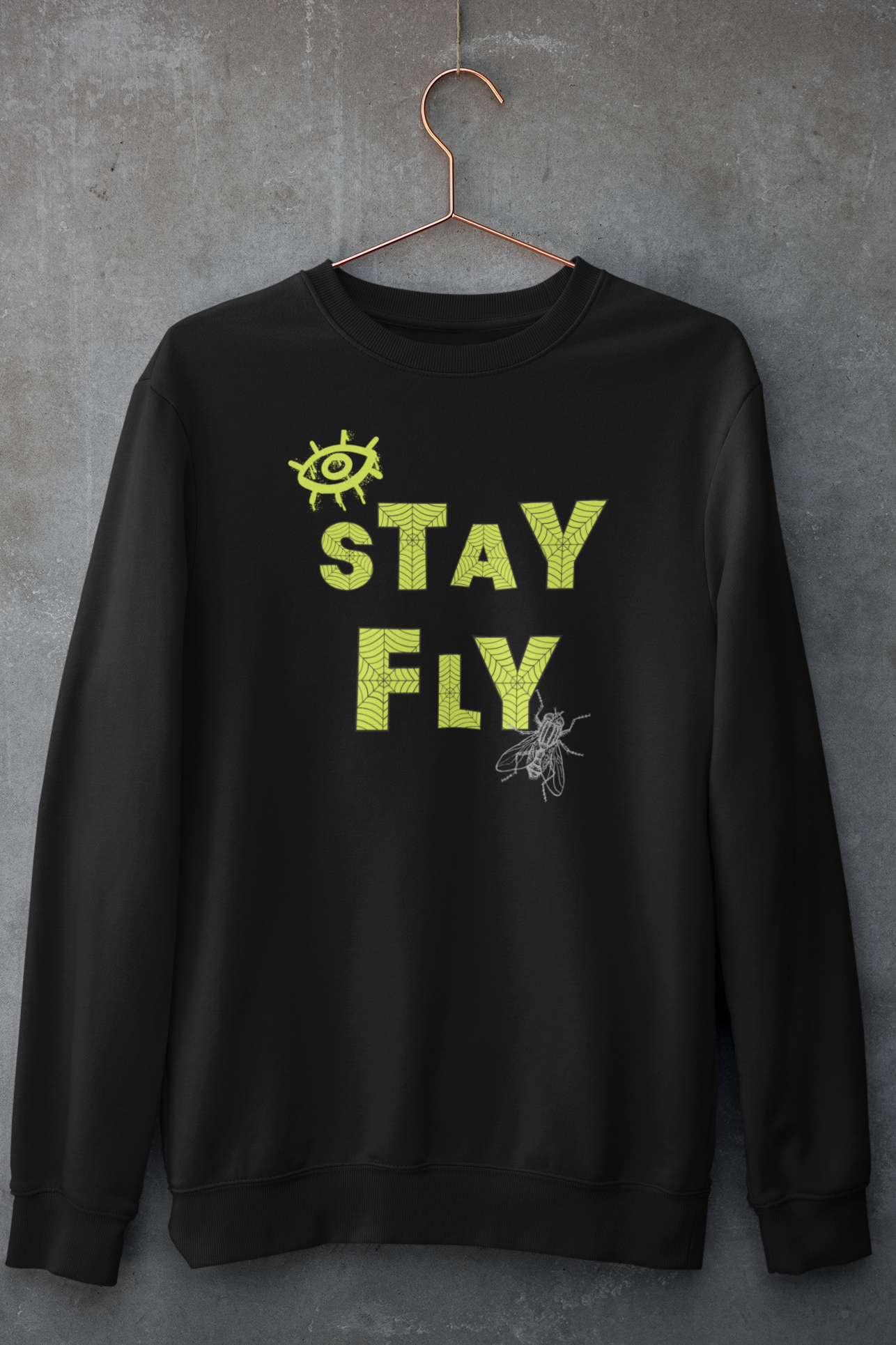 I Stay Fly Hoodie: Neon Yellow Graphic, Matches Air Max 95s Houseflies Sneakers