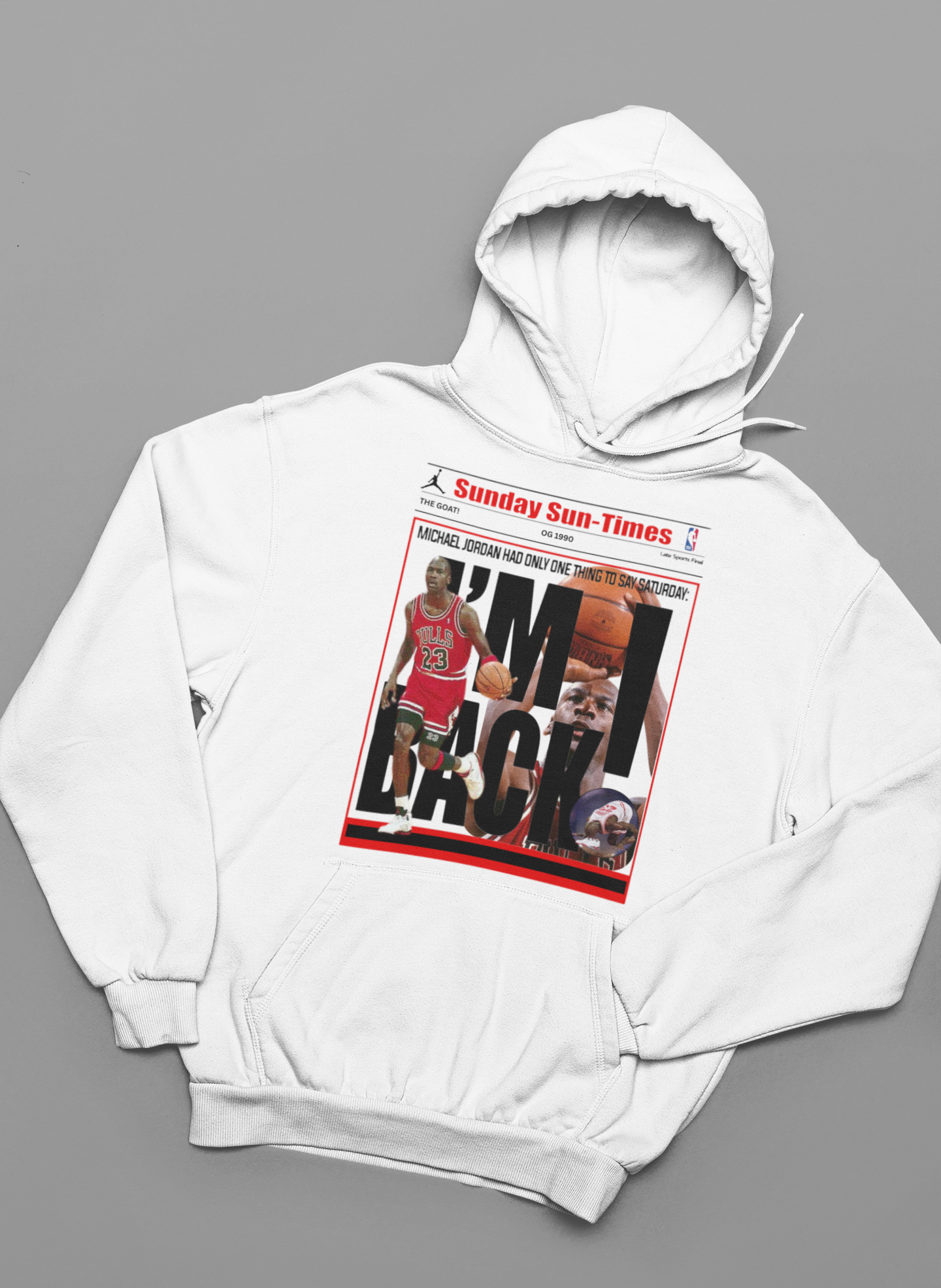 Air 5's Fire Red Hoodie, Matches Air 5's OG Black Tongue Sneakers, Michael Jordan Fan Art Sweatshirt