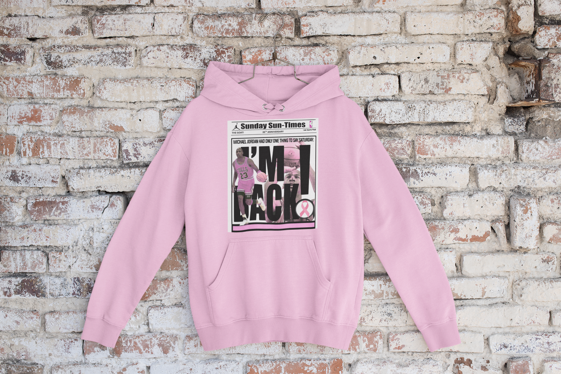 Air 5s Pink Hoodie, Matches Air 5s 35th Anniversary Sneakers, Michael Jordan Retro Newspaper Fan Art Shirt