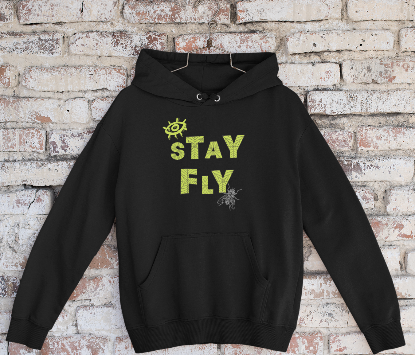 I Stay Fly Hoodie: Neon Yellow Graphic, Matches Air Max 95s Houseflies Sneakers
