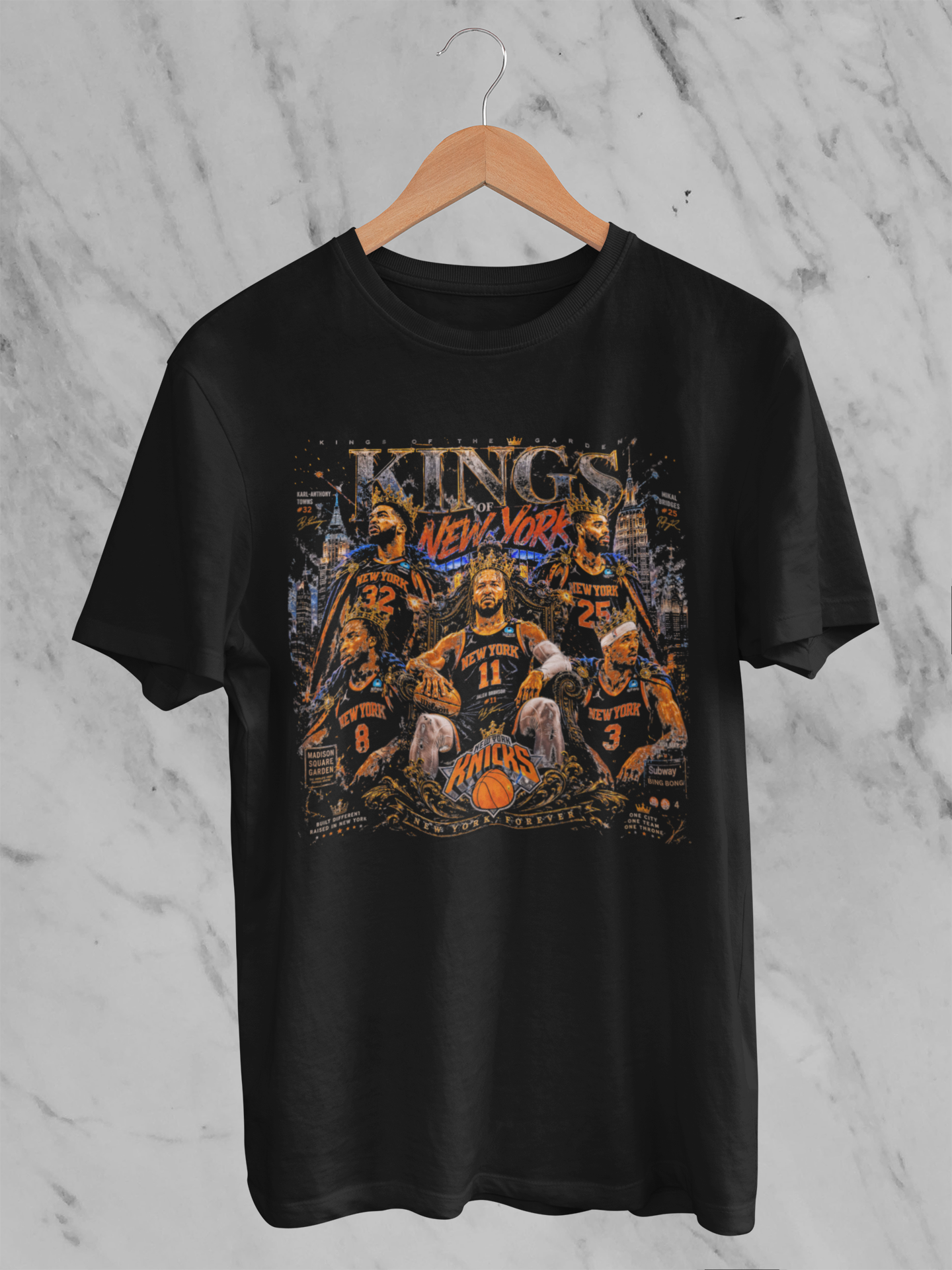 New York Basketball T-Shirt, Knickerbockers Starting Five, Kings of NY Graphic Tee