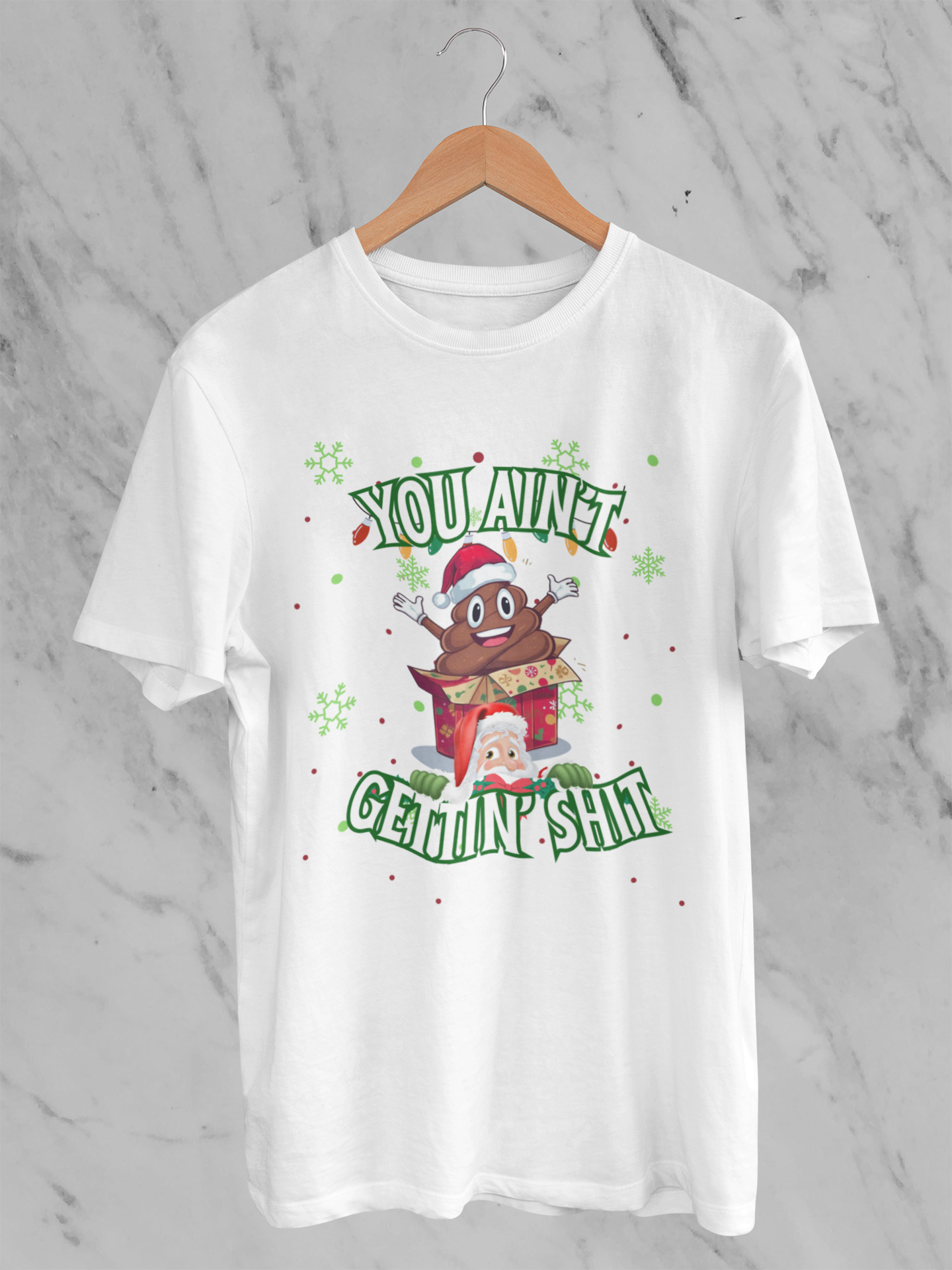 Funny Christmas Shirt, You Aint Gettin' Shit Xmas Crewneck, Emoji Poop Inspired Ugly Christmas Sweater