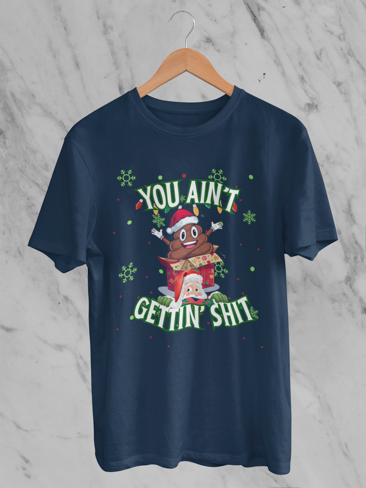 Funny Christmas Shirt, You Aint Gettin' Shit Xmas Crewneck, Emoji Poop Inspired Ugly Christmas Sweater