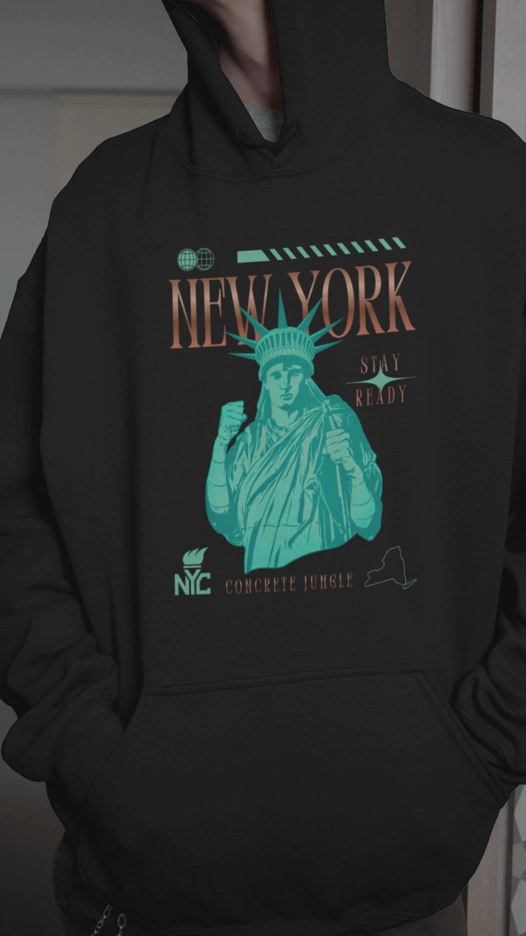 New York Hoodie, Matches Kobe 6 Protro Statue of Liberty Sneakers