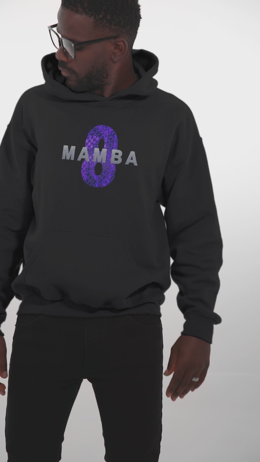 Mamba Snake Skin Graphic Hoodie, Matches Kobe AF1 Court Purple Sneakers, Kobe Bryant Fan Art Shirt, 8/24 Front & Back Number Graphic