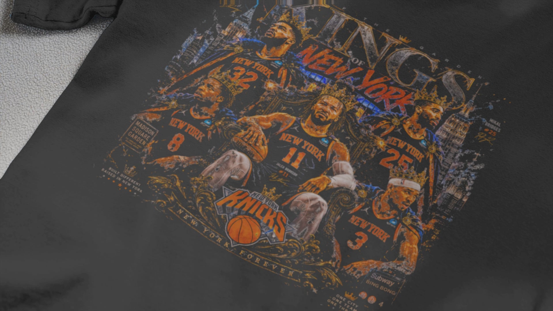 New York Basketball T-Shirt, Knickerbockers Starting Five, Kings of NY Graphic Tee