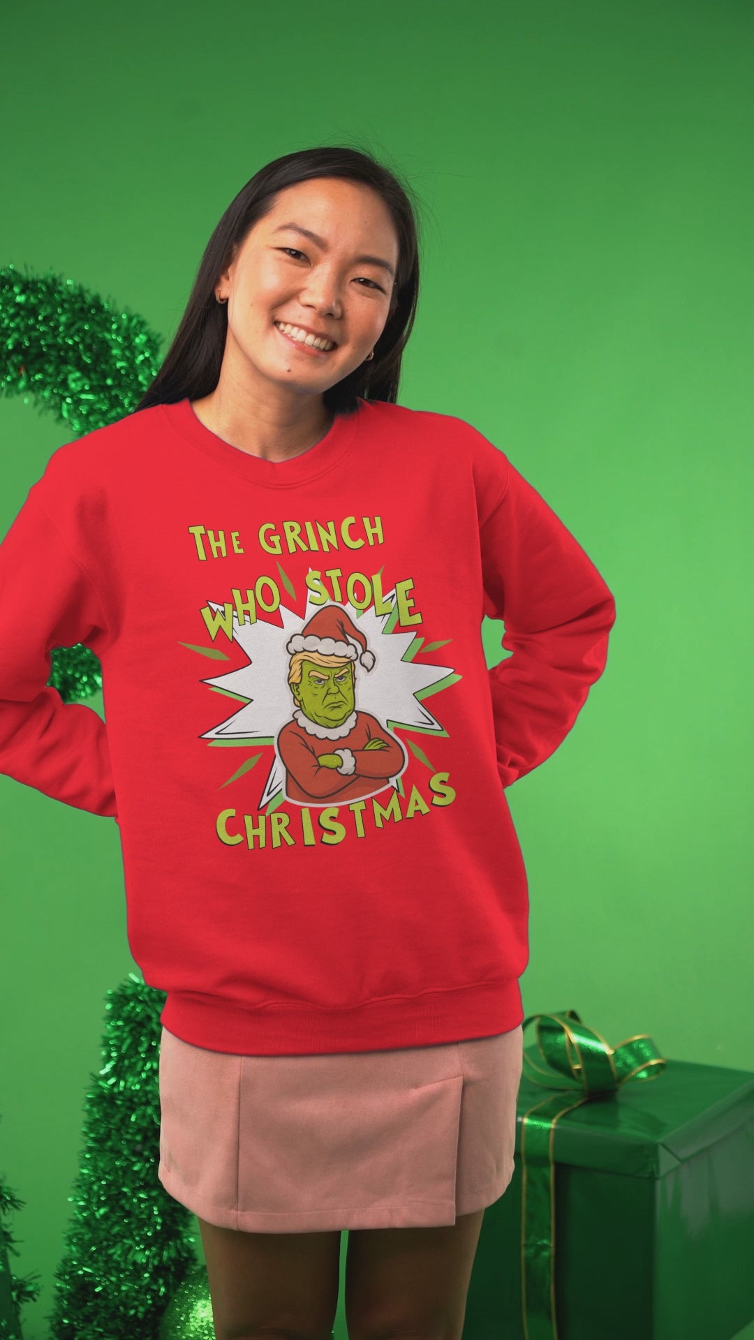 Trump Grinch Sweater, Funny Grinchmas Xmas Sweatshirt, Anti Trump Holiday Shirt, Ugly Christmas Sweater