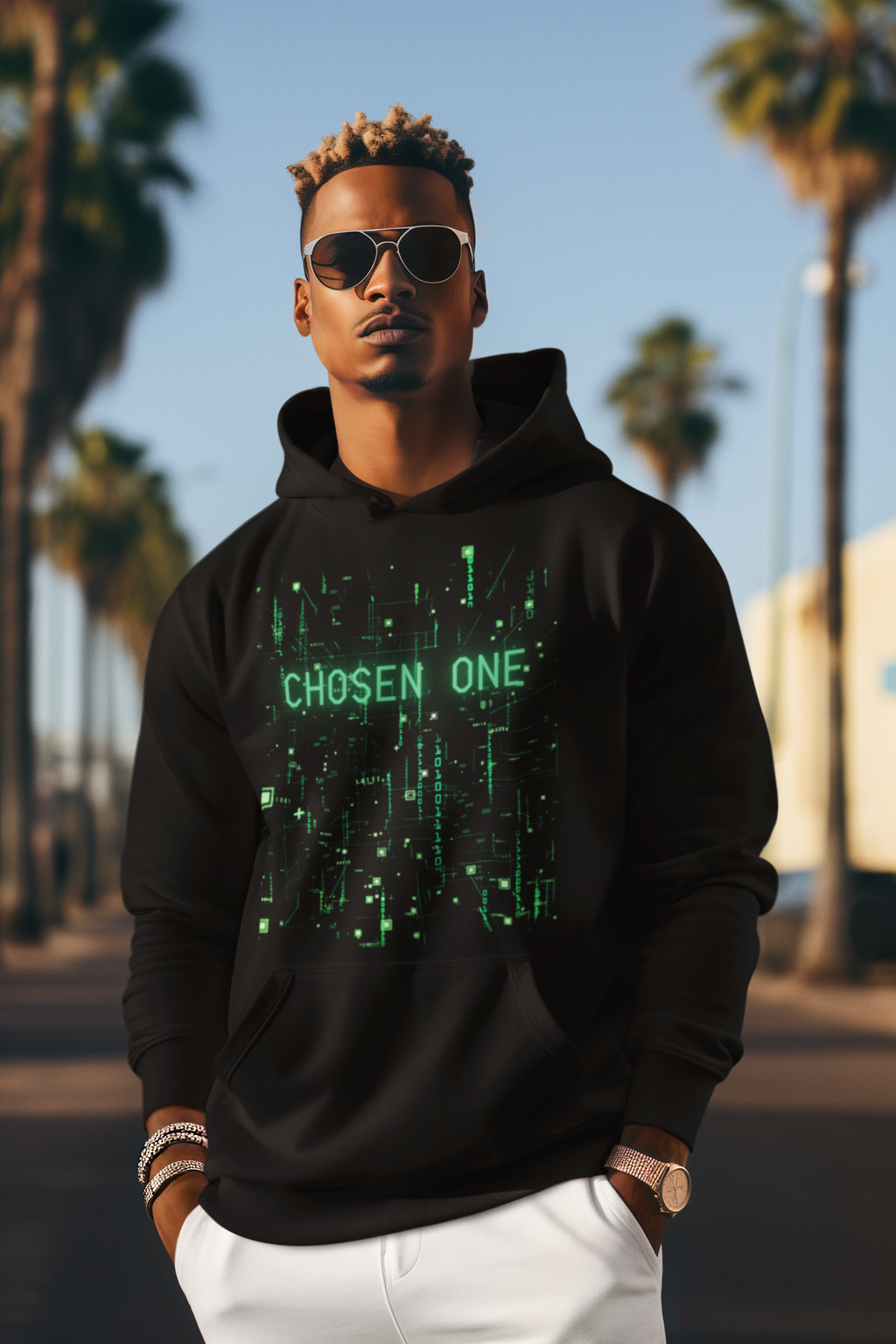 Matrix Chosen One Hoodie, Matches Pro Pine Green Foamposite Sneakers