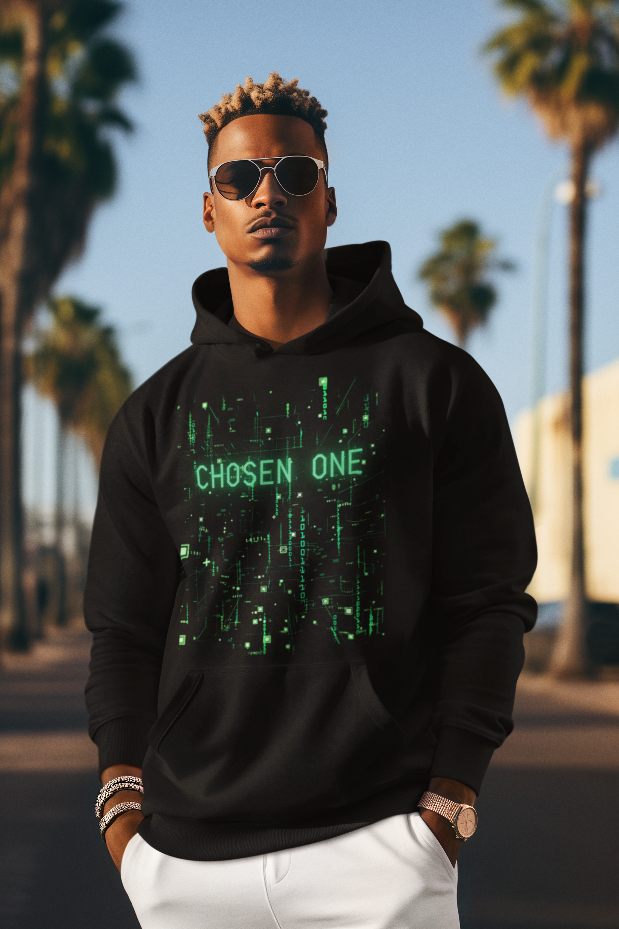 Matrix Chosen One Hoodie, Matches Pro Pine Green Foamposite Sneakers