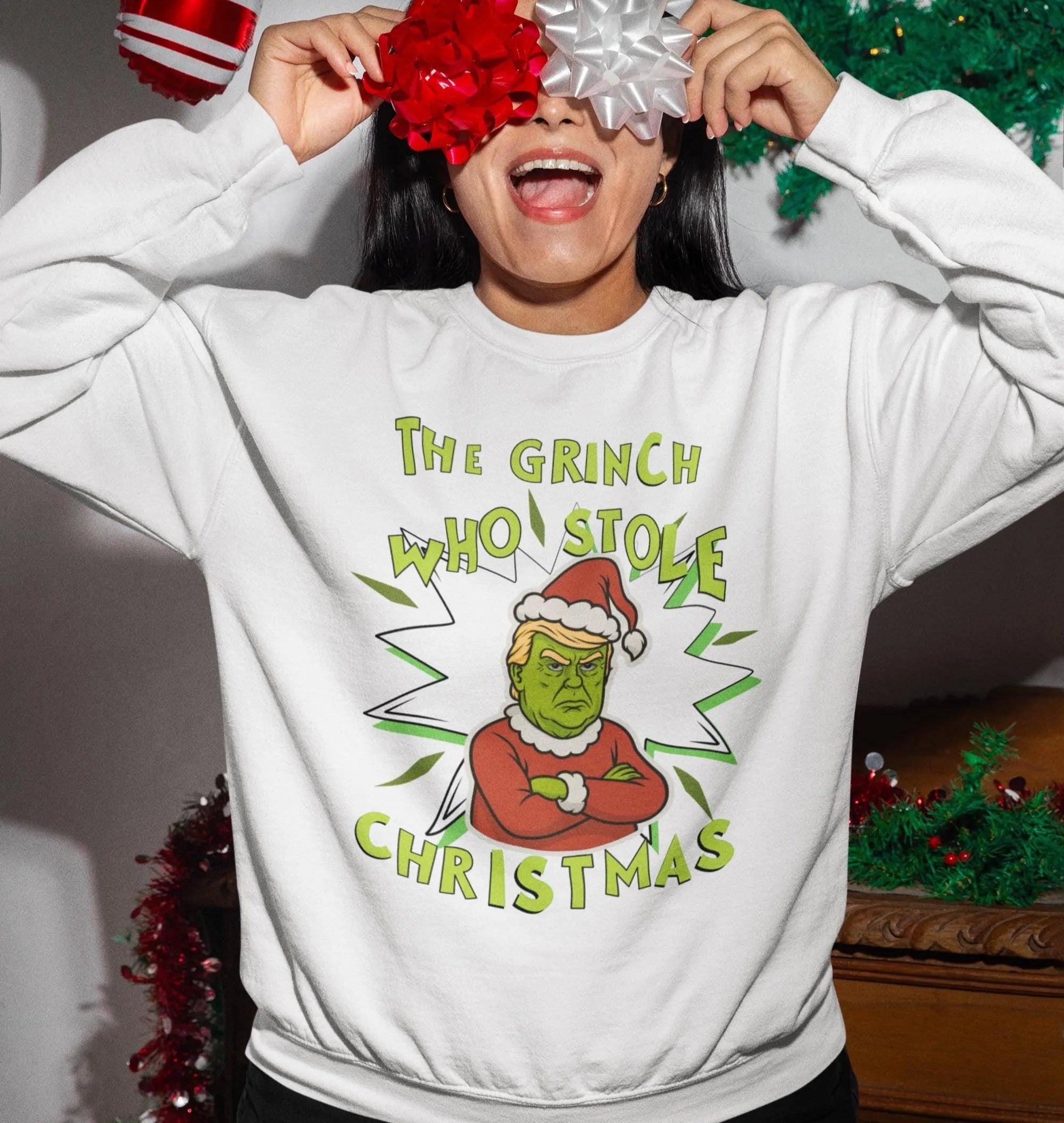 Trump Grinch Sweater, Funny Grinchmas Xmas Sweatshirt, Anti Trump Holiday Shirt, Ugly Christmas Sweater