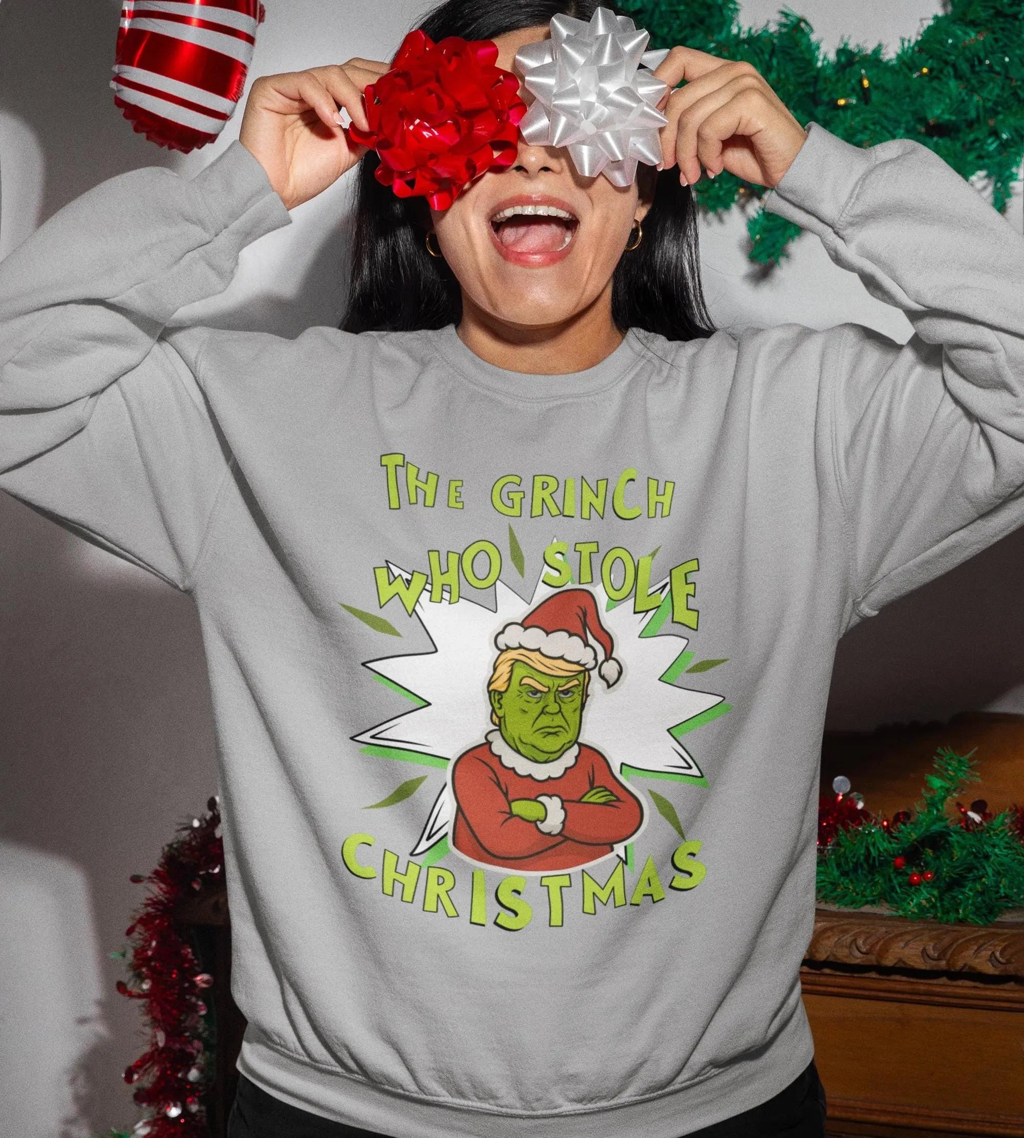 Trump Grinch Sweater, Funny Grinchmas Xmas Sweatshirt, Anti Trump Holiday Shirt, Ugly Christmas Sweater